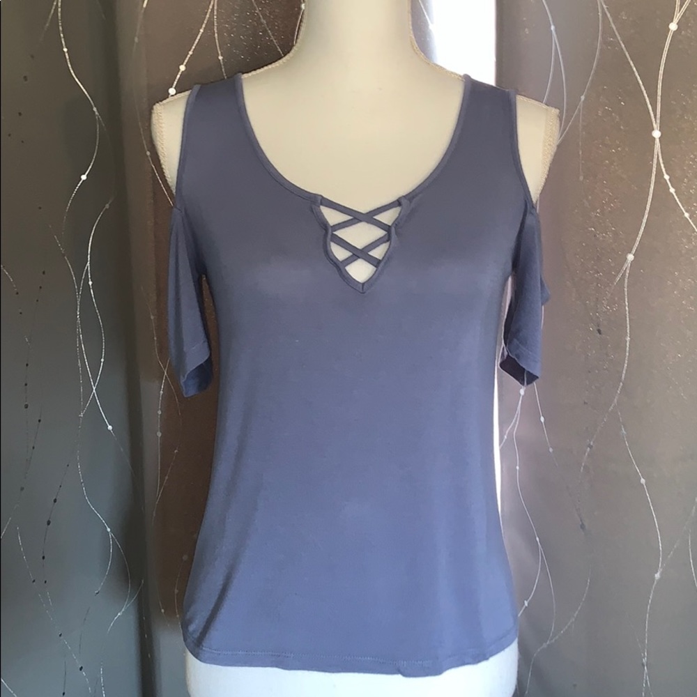 👙American Dream Women’s Open Shoulder Blue Top